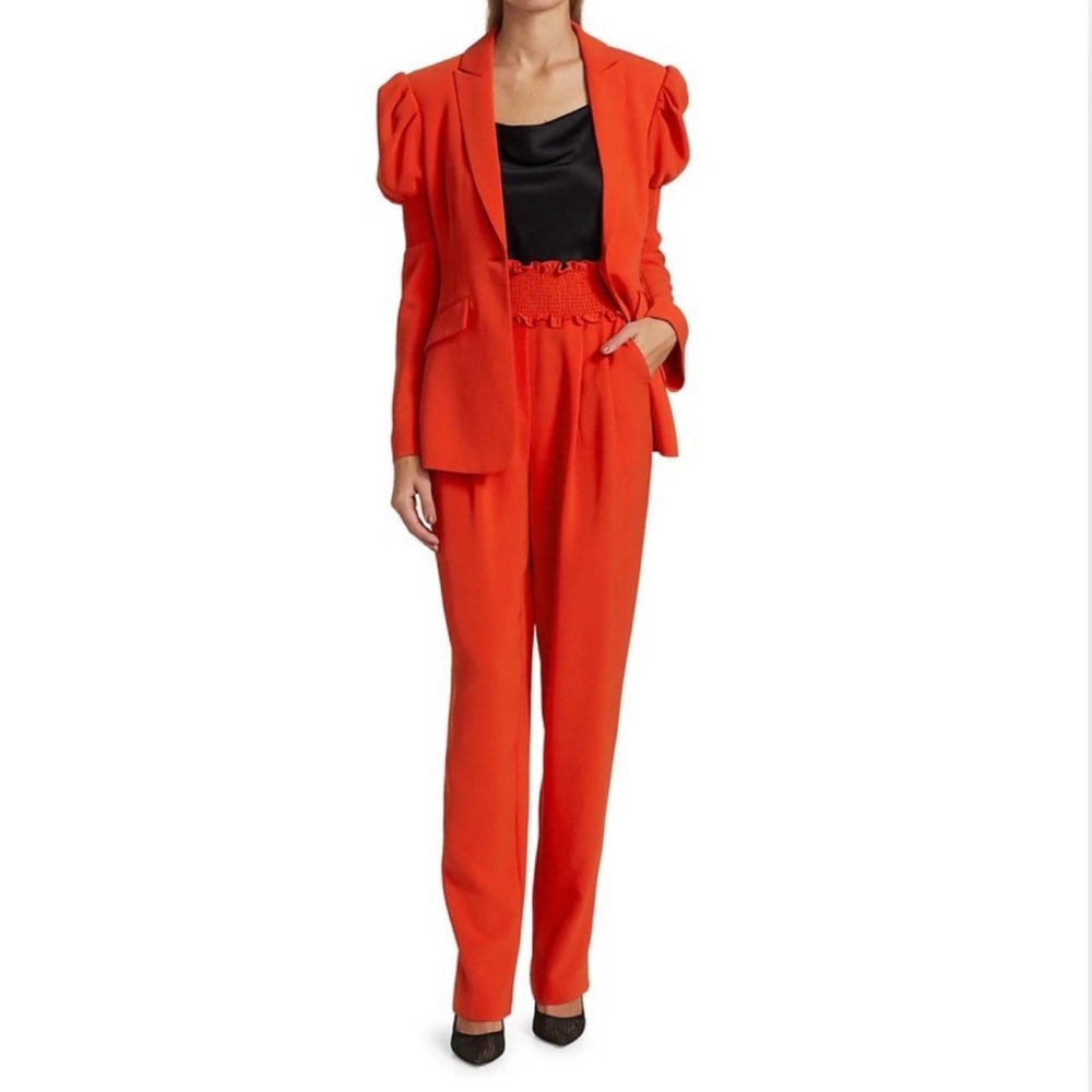 Cinq a Sept Smocked Jessi Pants in Fire Coral - Picture 10 of 13